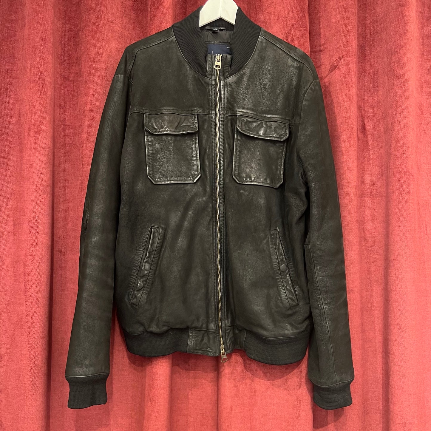 Armani black leather jacket