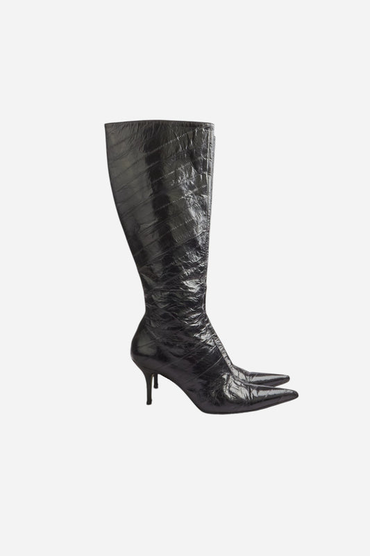 Dolce & Gabbana Black Eel Leather Boots