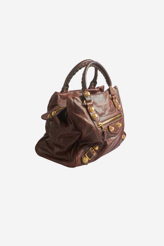 Balenciaga Brown Gold City Bag
