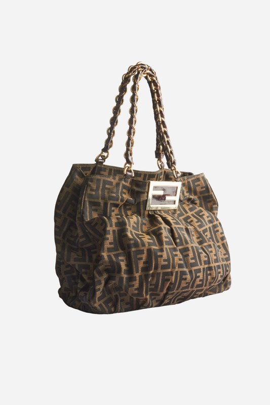 Fendi Brown Zucca Mia Chain Shoulder Bag