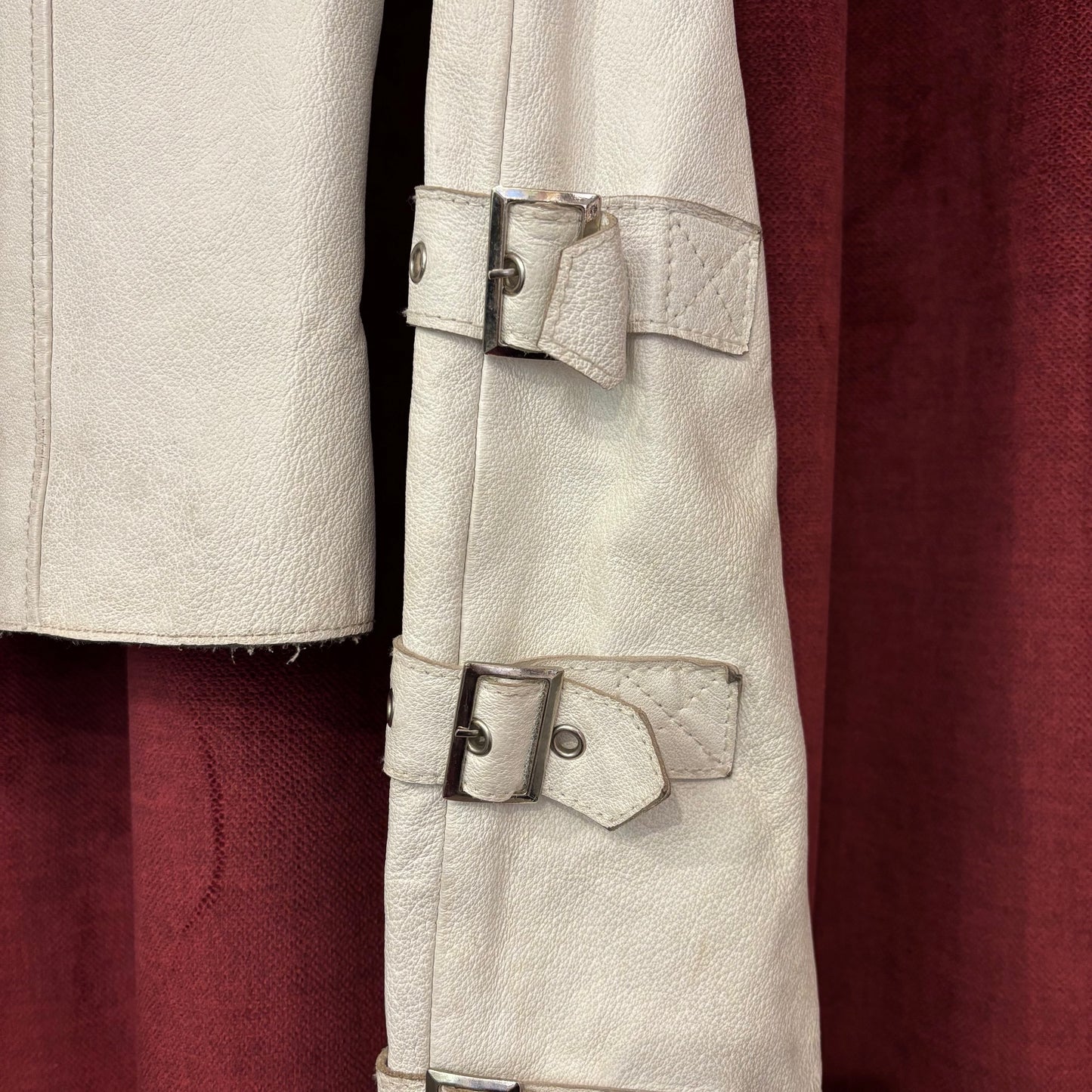 Balmain white leather jacket