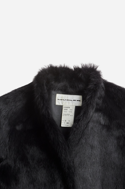 Mugler Black Rabbit Fur Jacket