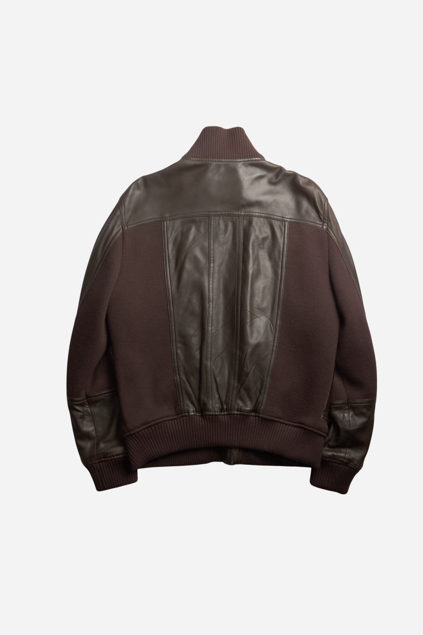 Dolce & Gabbana Brown Leather Hybrid Jacket