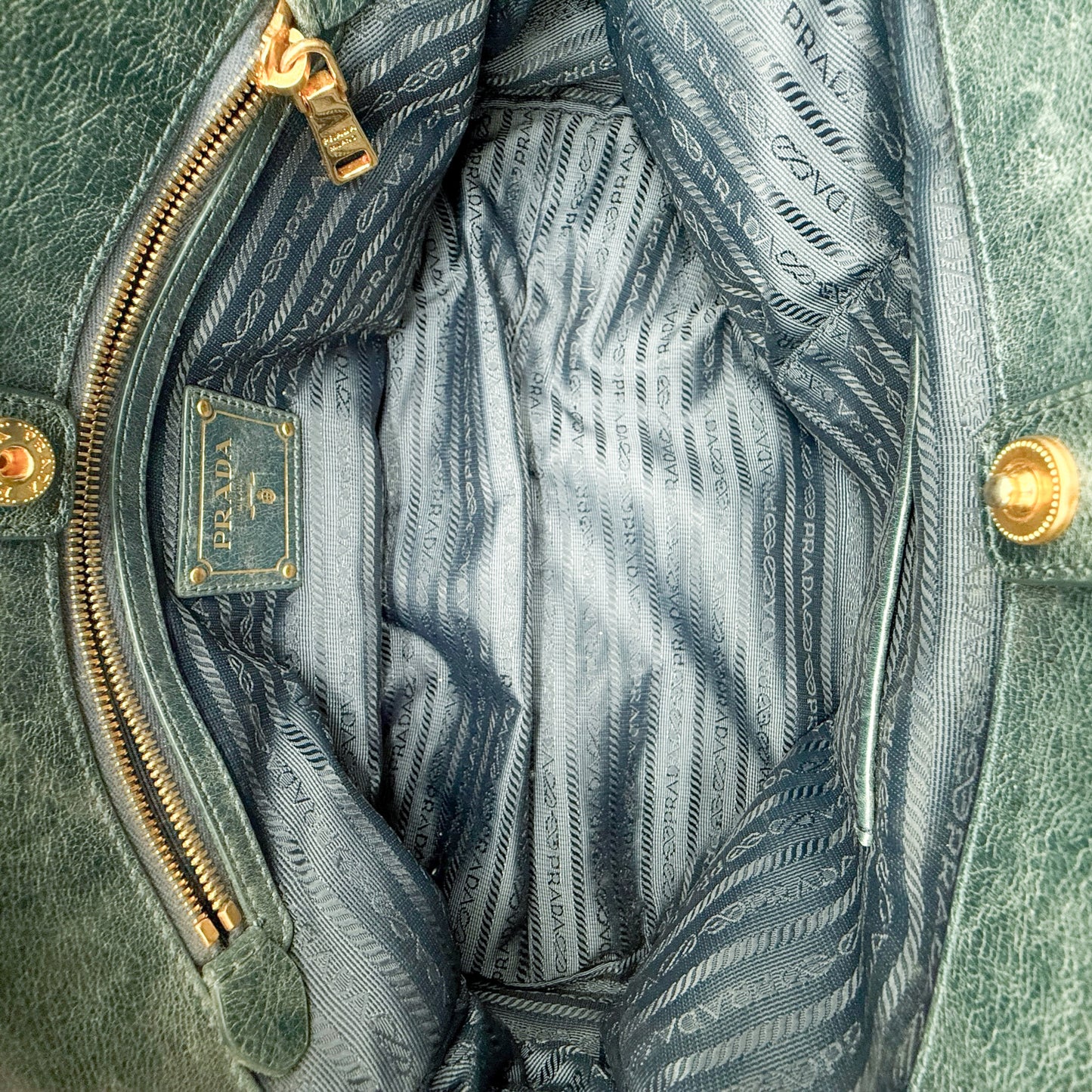 Prada Emerald Green Vitello Leather Bag