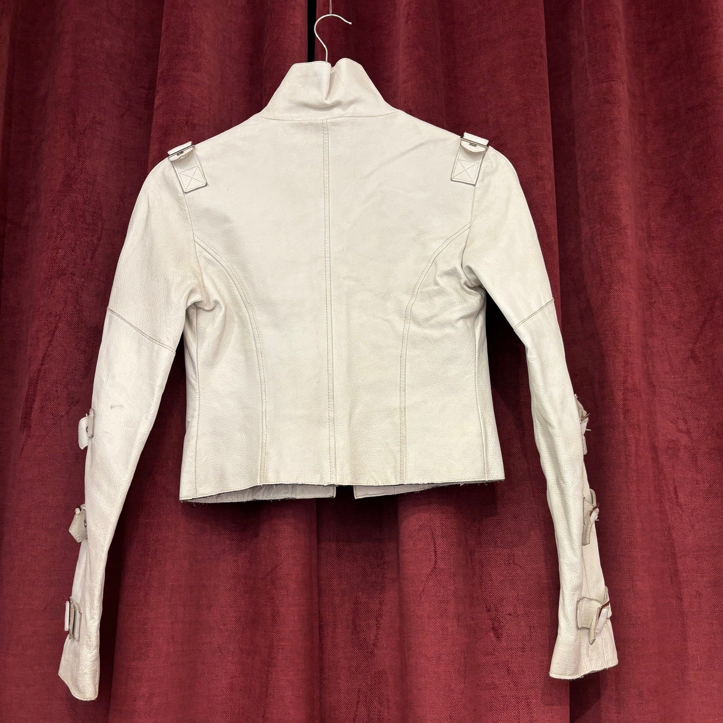 Balmain white leather jacket