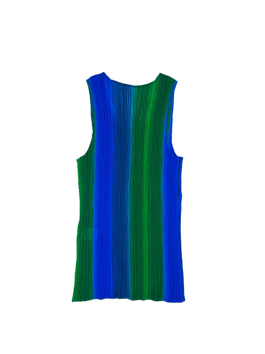 Green/Blue Pleated Top