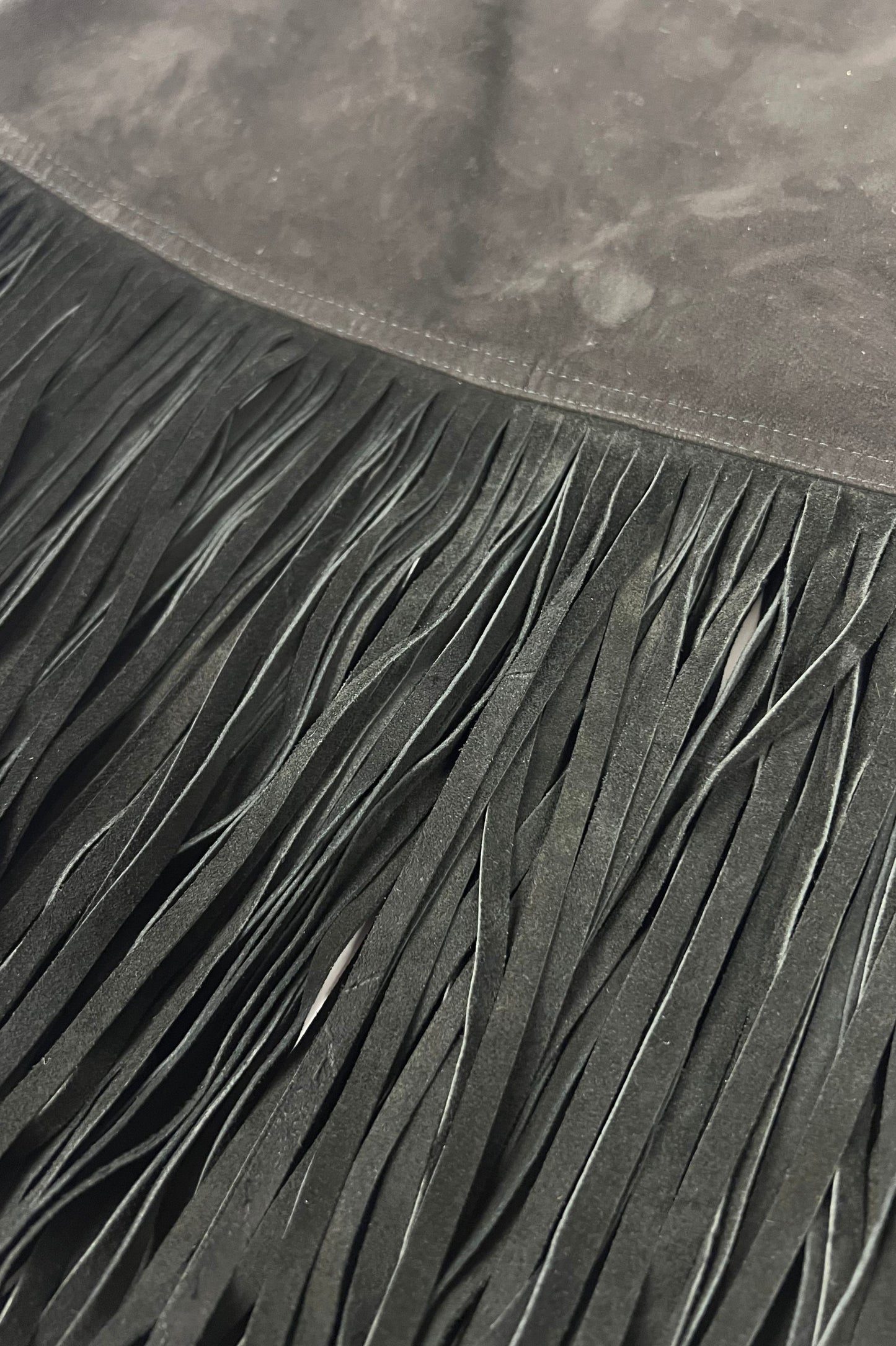Rive Gauche Black Suede Fringe Skirt