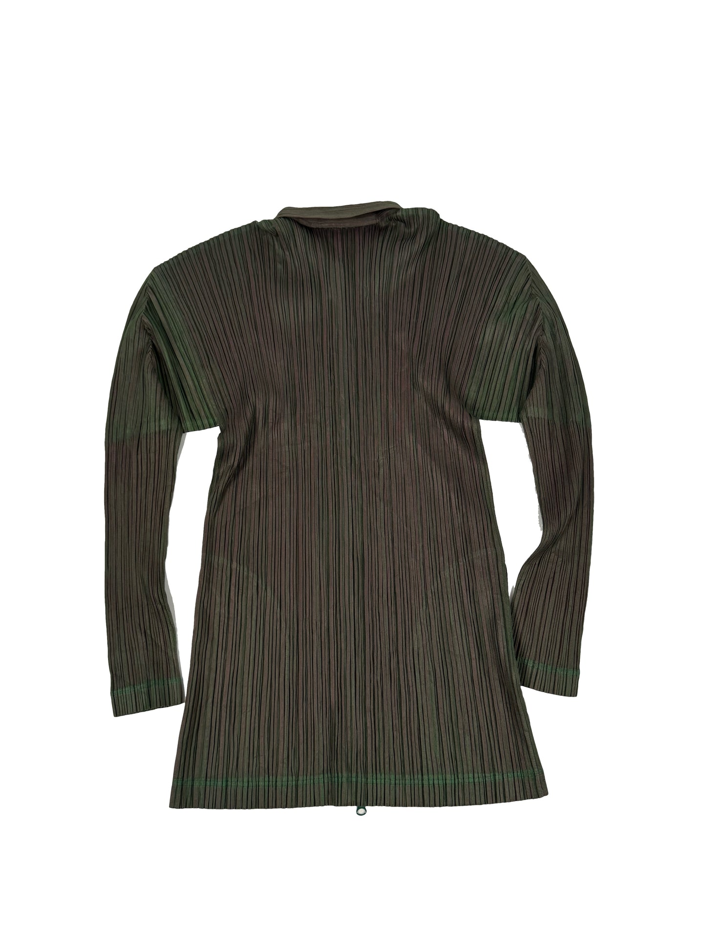 Green/Pink Pleated Zip-Up