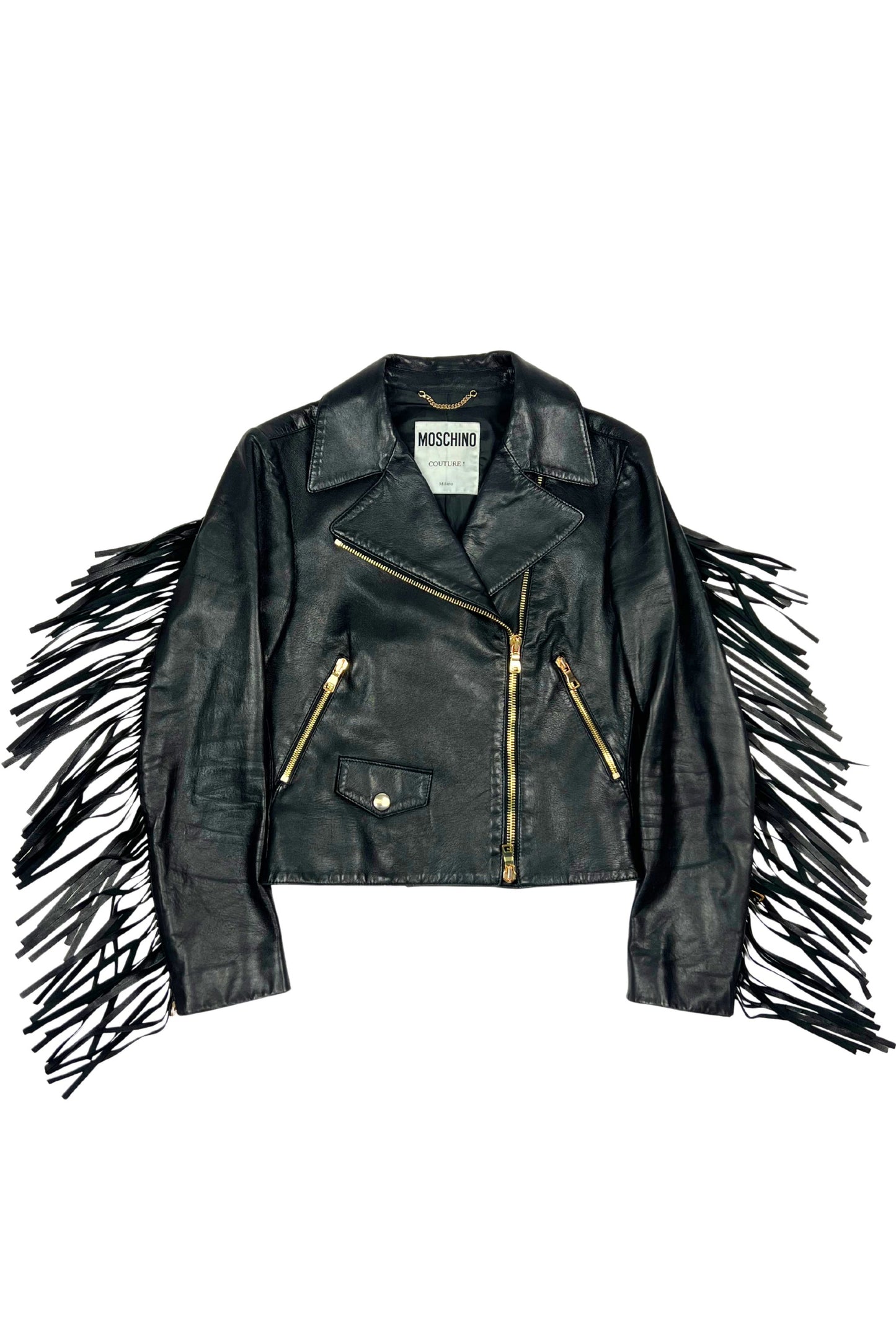 Black Leather Fringe Jacket