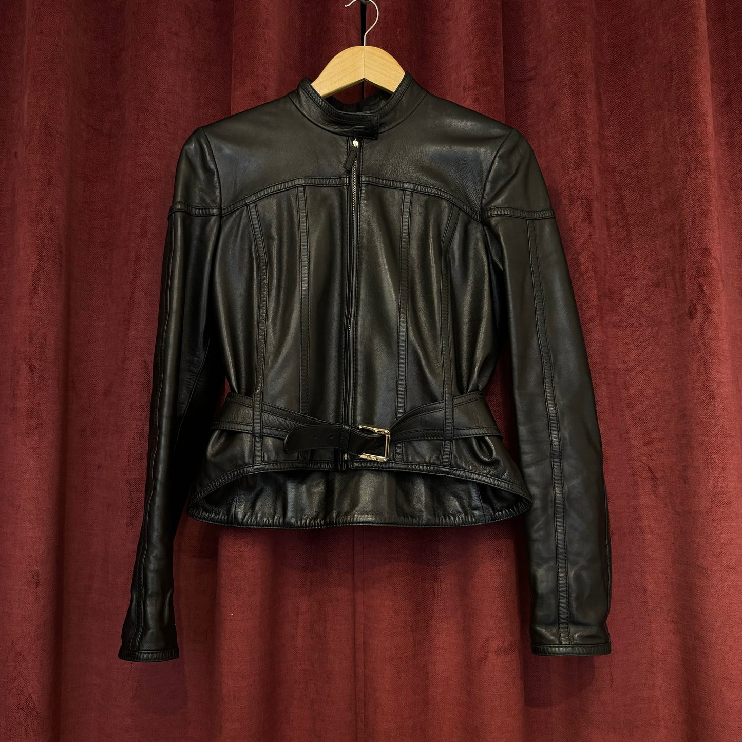 Gucci leather buckle jacket