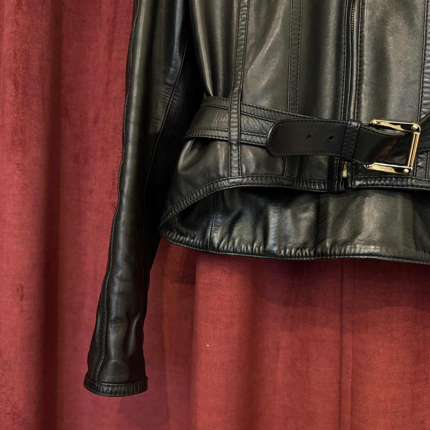 Gucci leather buckle jacket