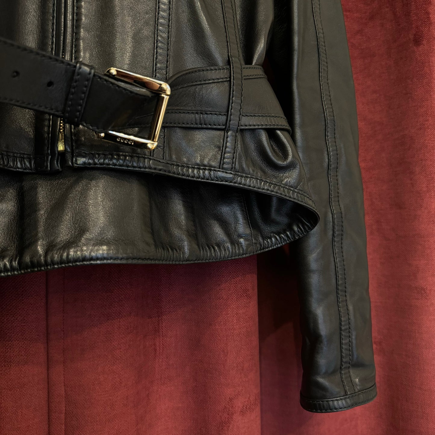 Gucci leather buckle jacket