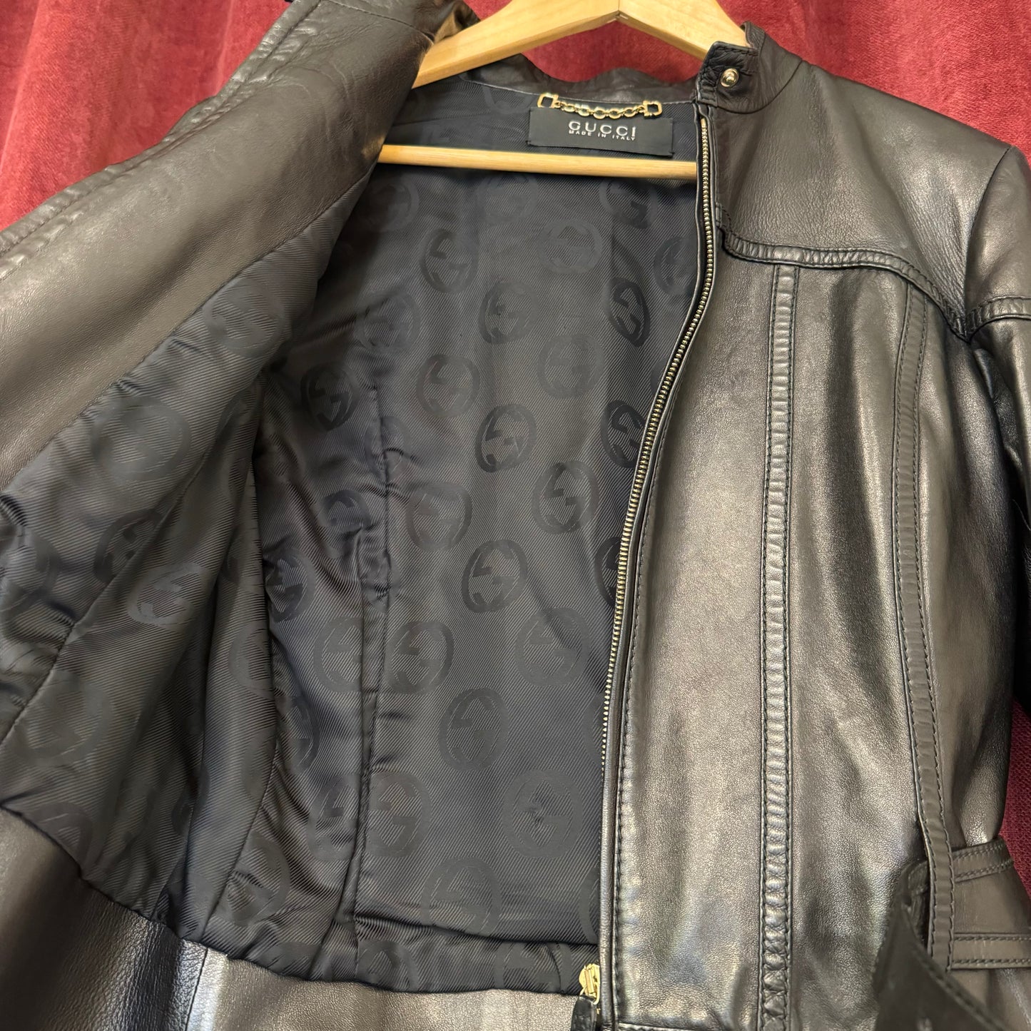 Gucci leather buckle jacket