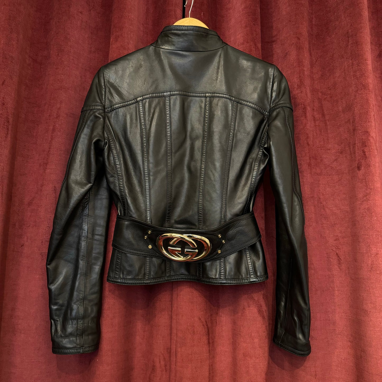 Gucci leather buckle jacket
