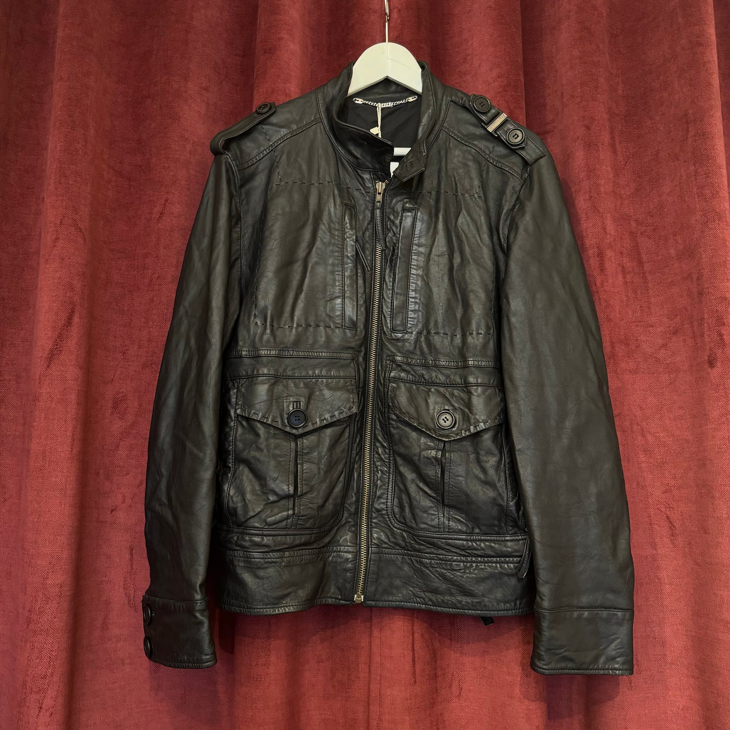 Dirk Bikkembergs black leather jacket