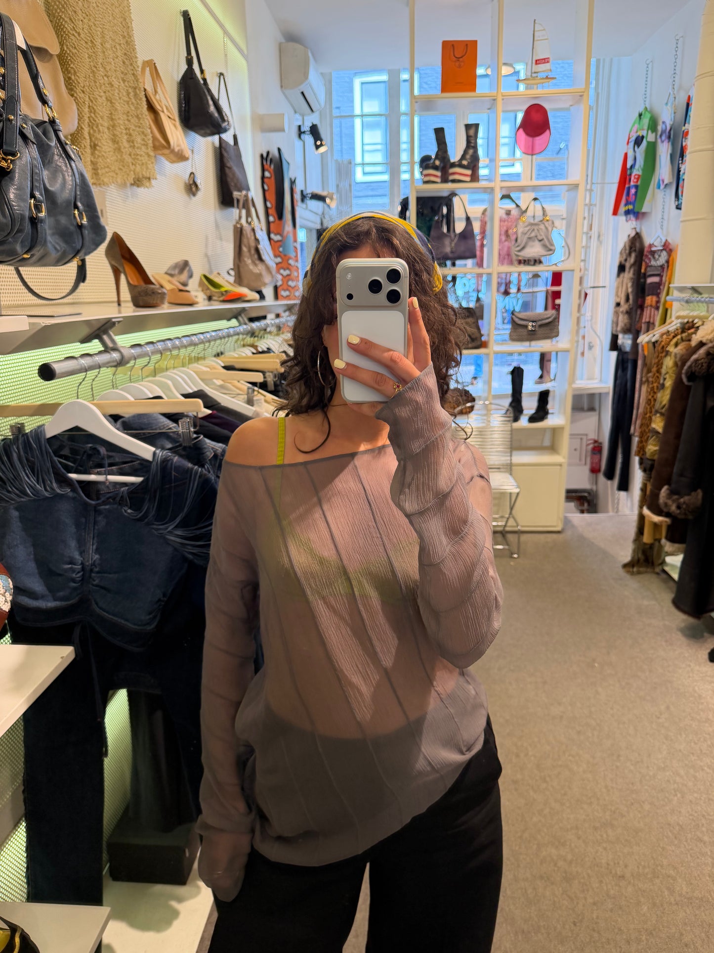 Prada Grey Sheer Top