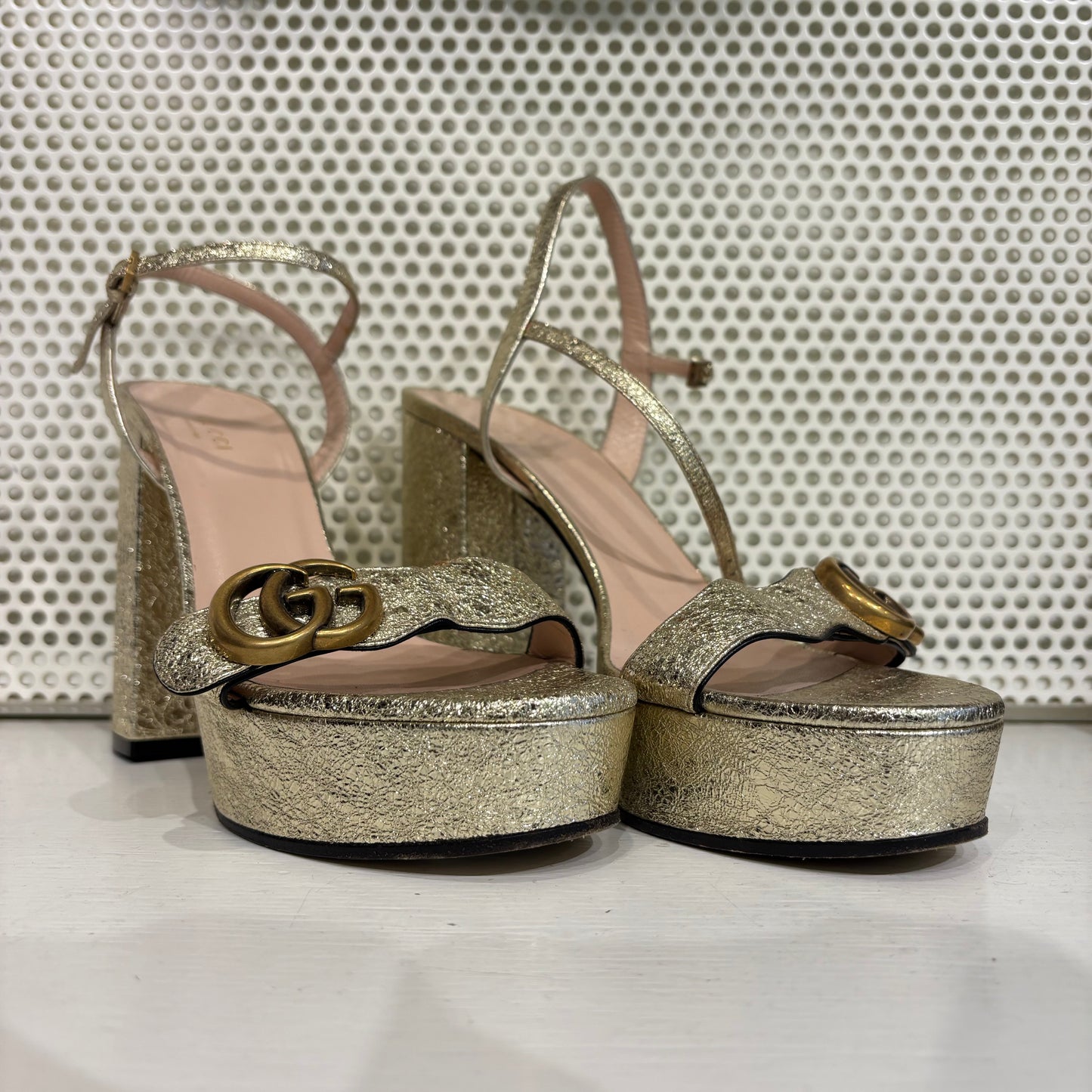 Gucci gold crust platform heels