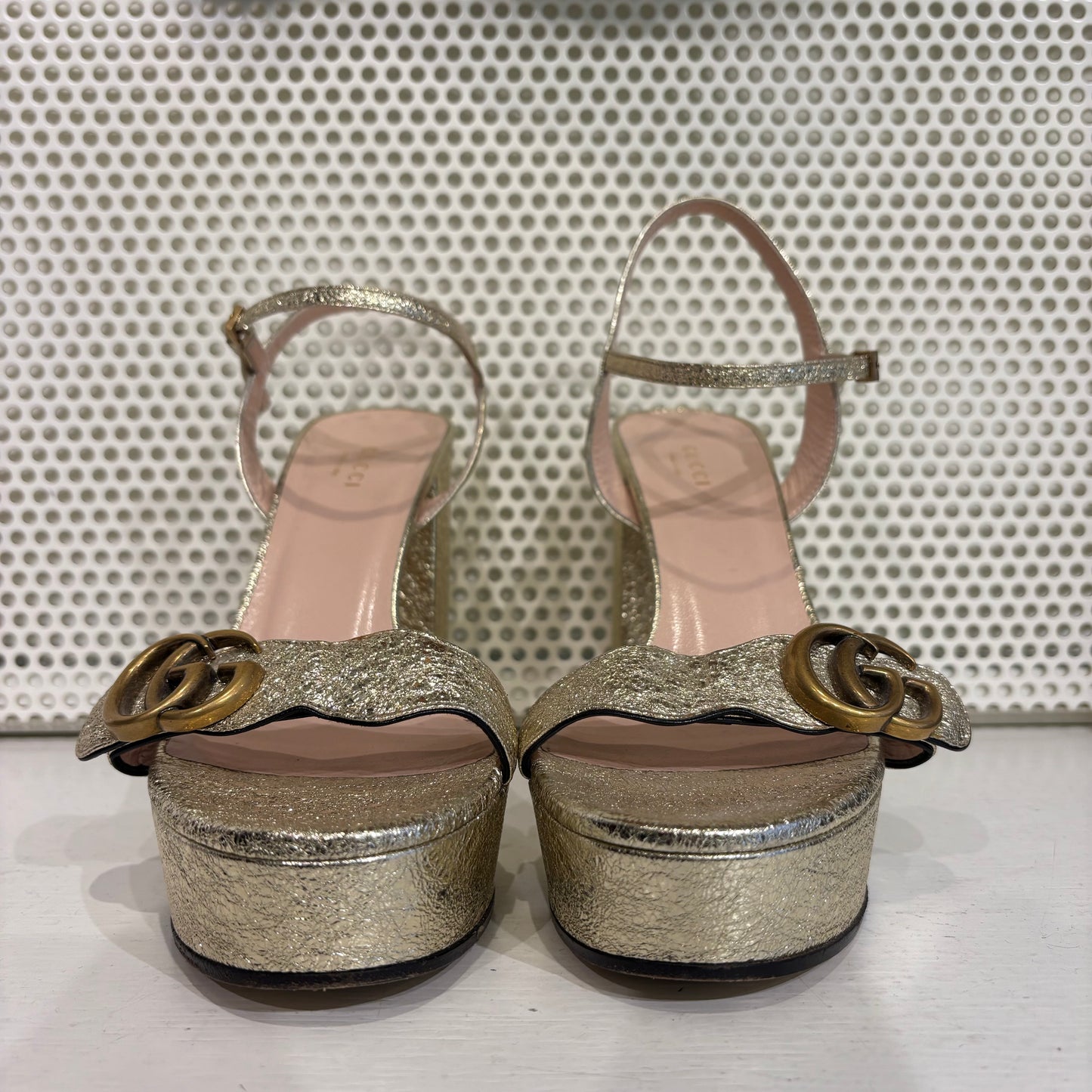 Gucci gold crust platform heels