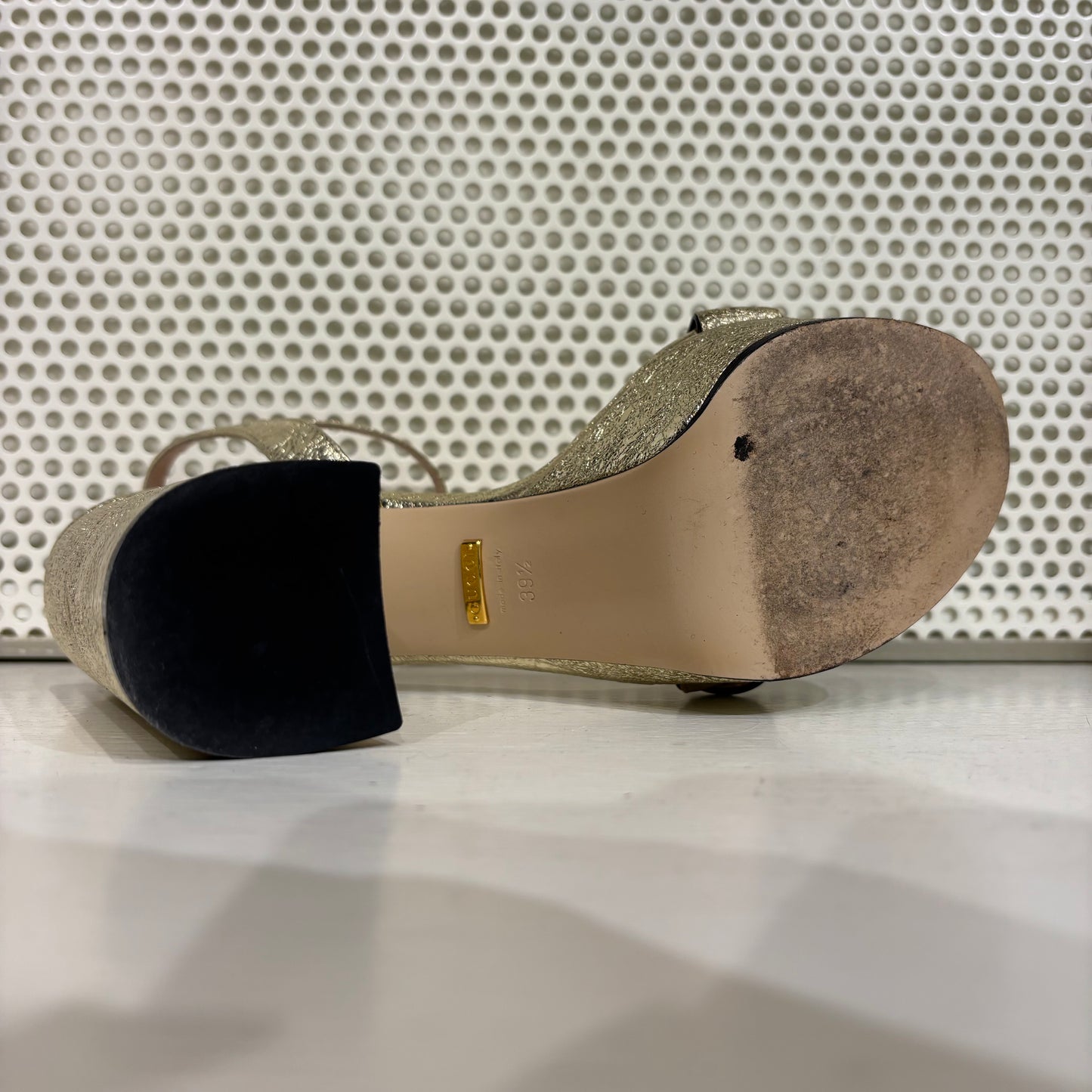 Gucci gold crust platform heels