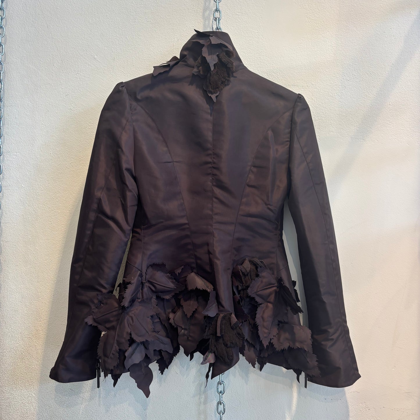 Fendi silk jacket with mink leaves