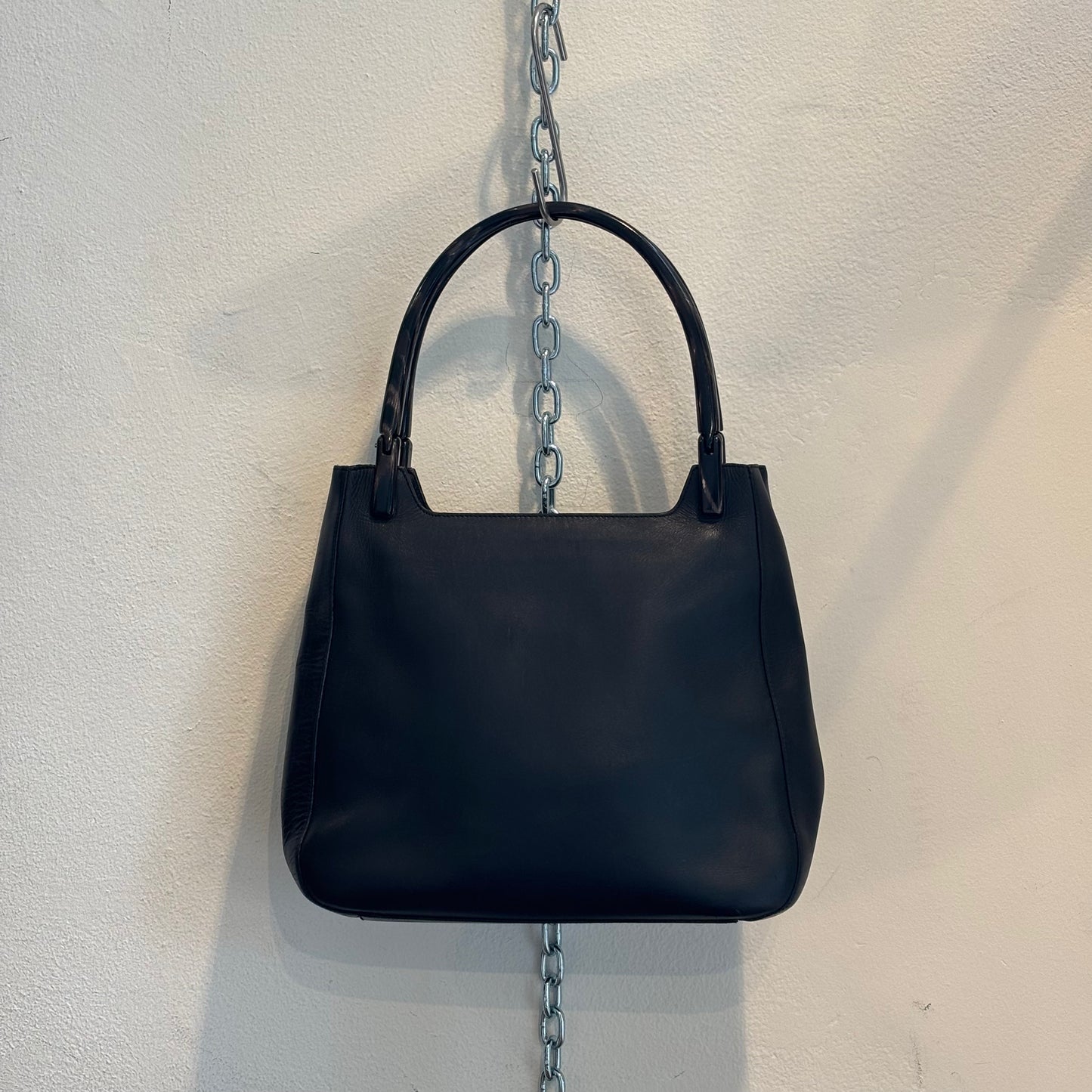 Prada black leather PU straps bag