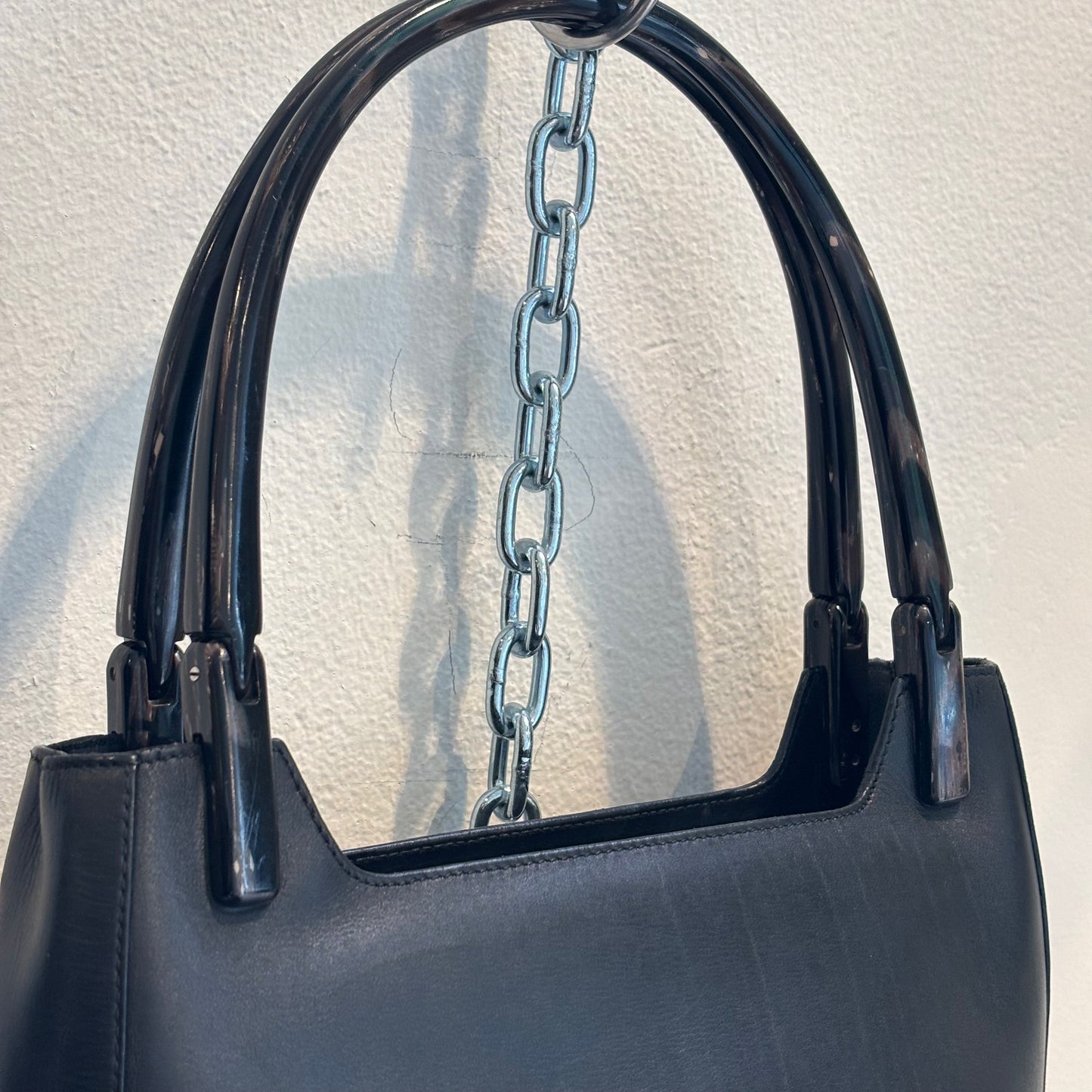 Prada black leather PU straps bag