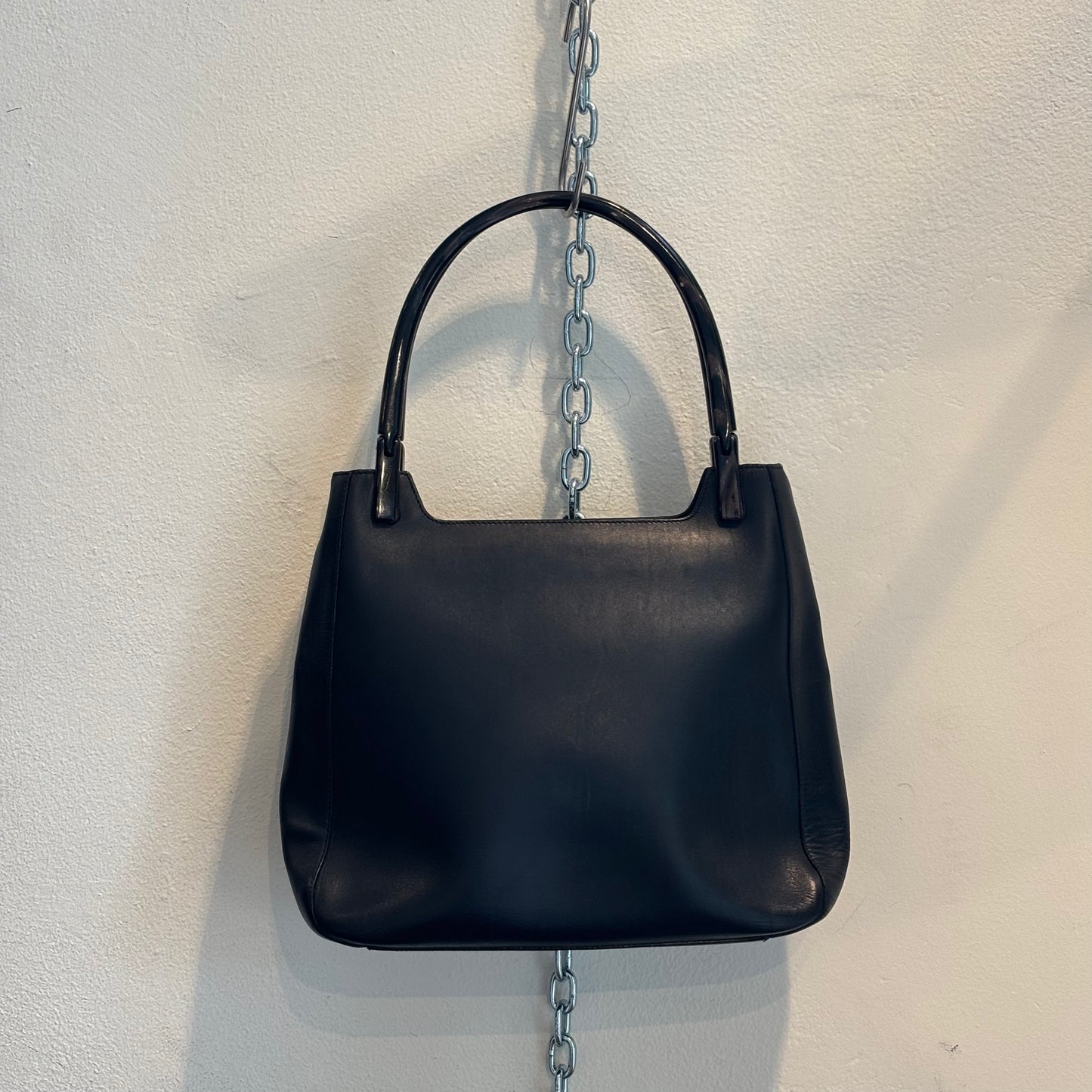 Prada black leather PU straps bag