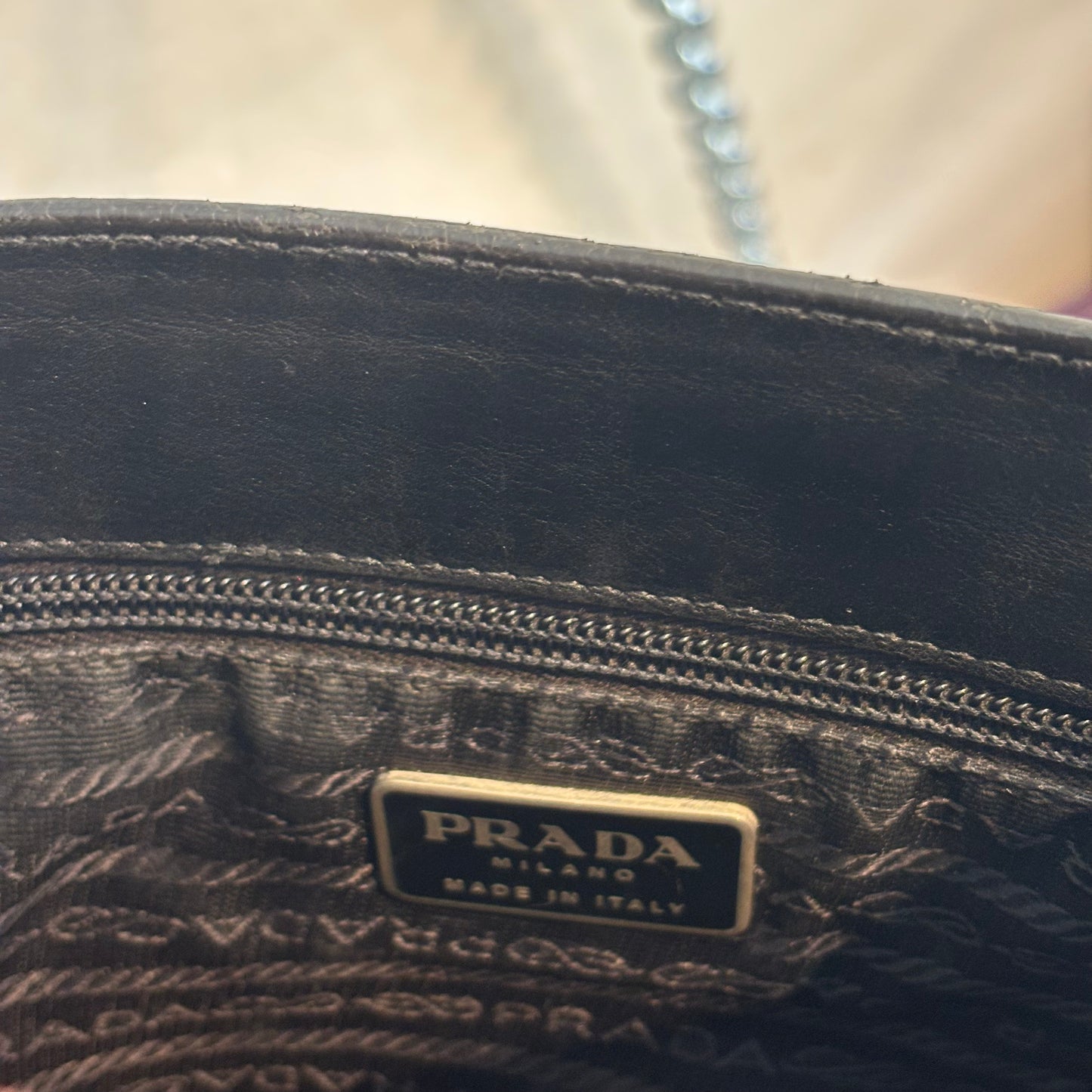 Prada black leather PU straps bag