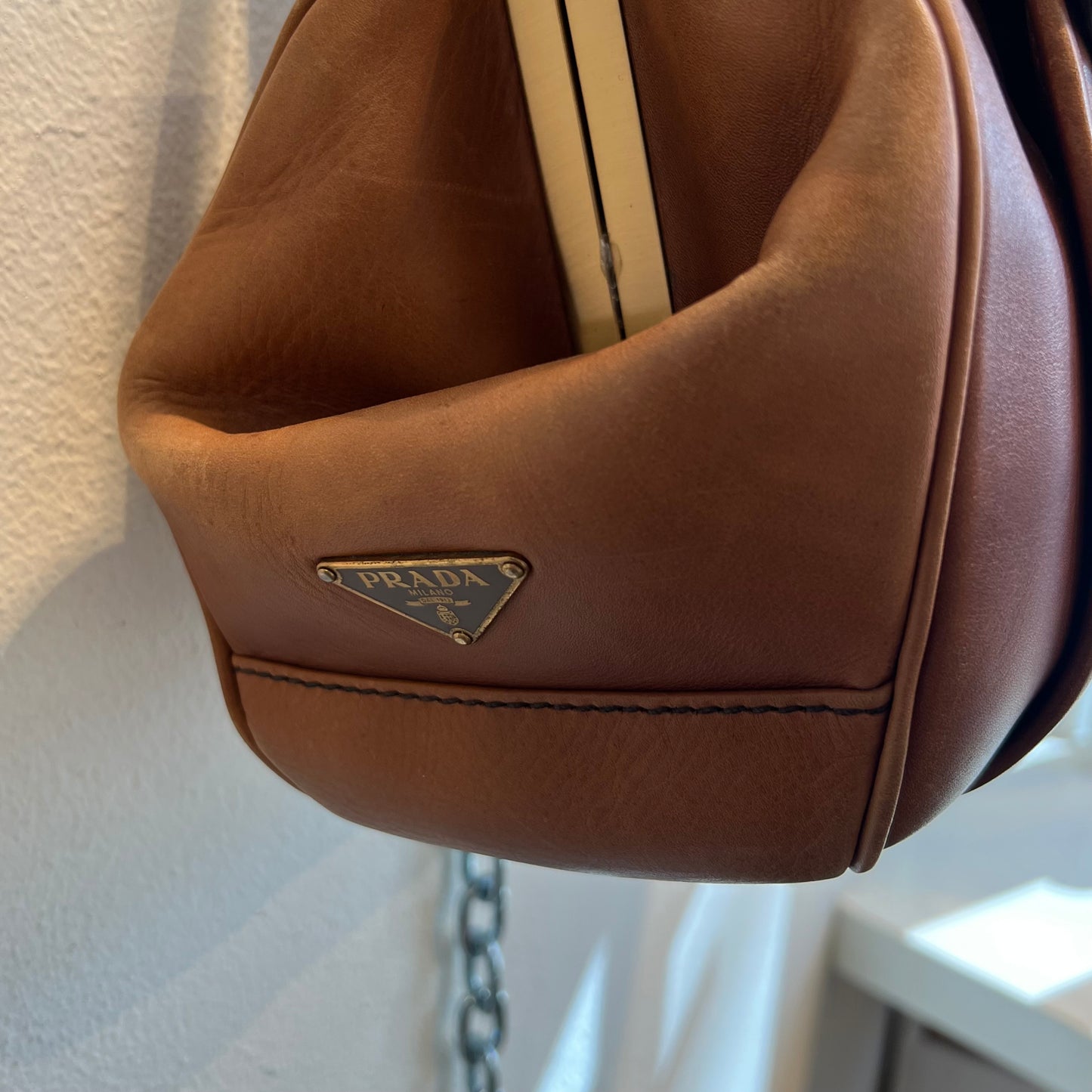 Prada light brown leather bag