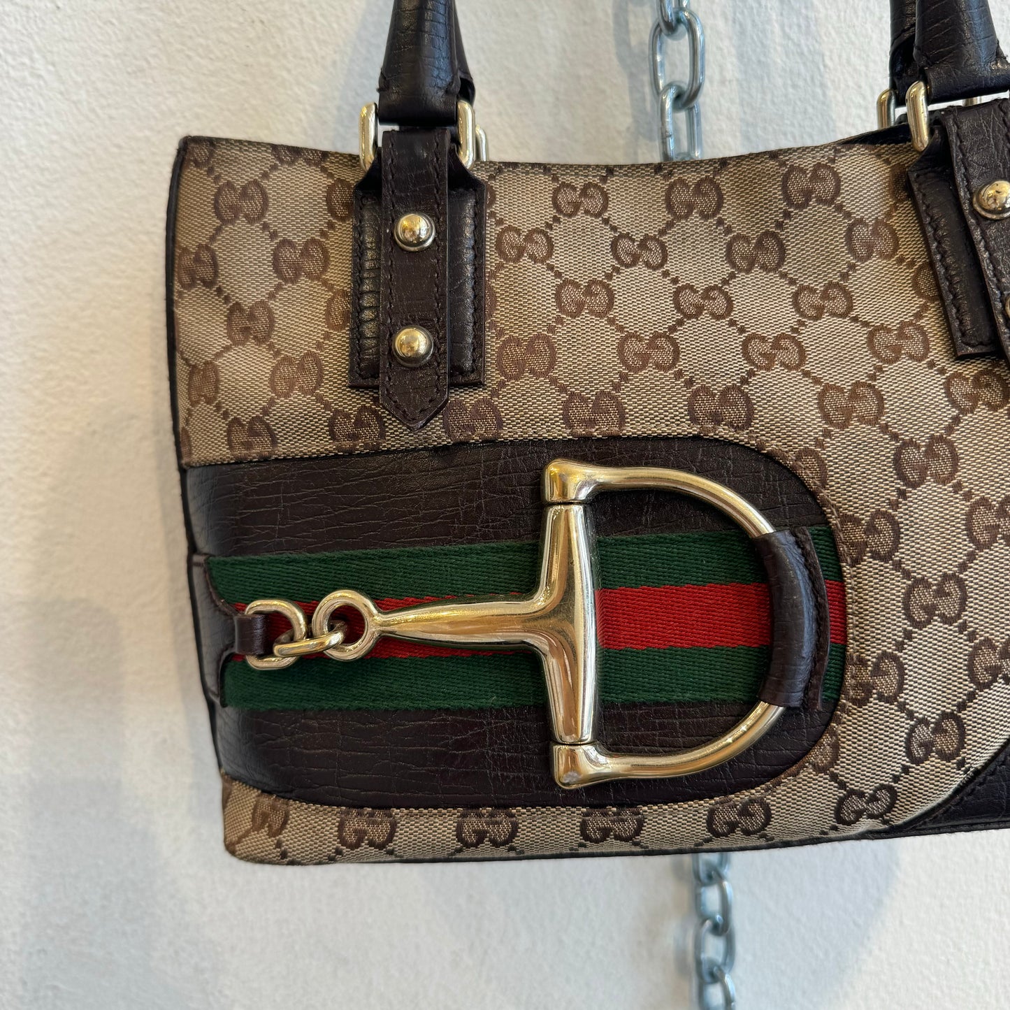 Gucci monogram horsebit bag