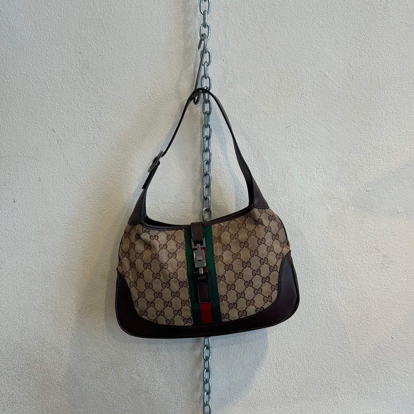 Gucci Jackie monogram brown leather