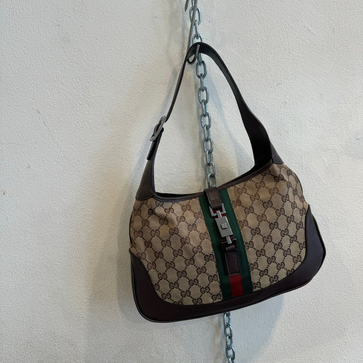 Gucci Jackie monogram brown leather