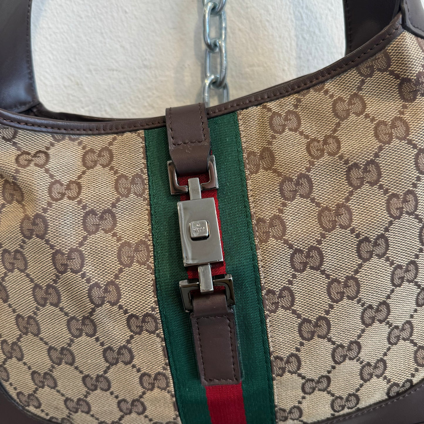 Gucci Jackie monogram brown leather