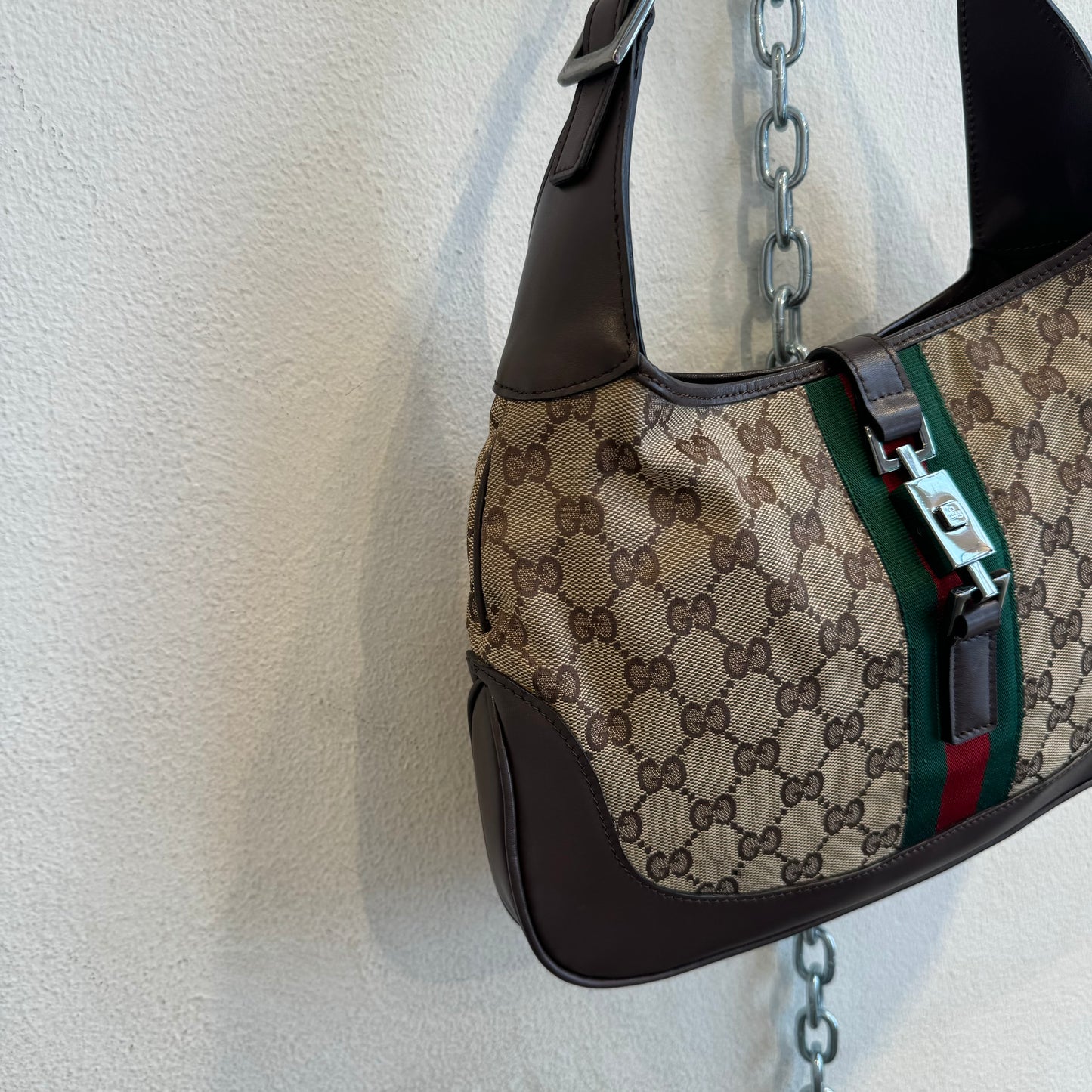 Gucci Jackie monogram brown leather