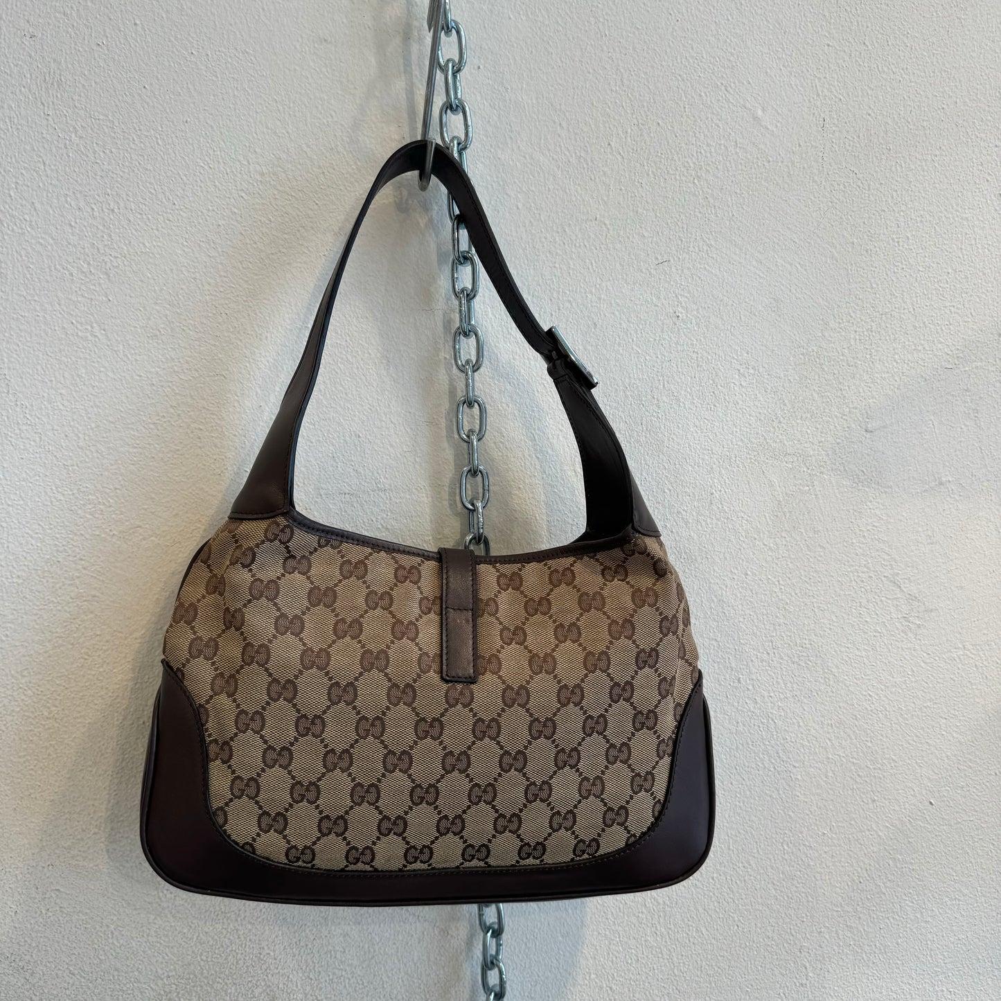 Gucci Jackie monogram brown leather