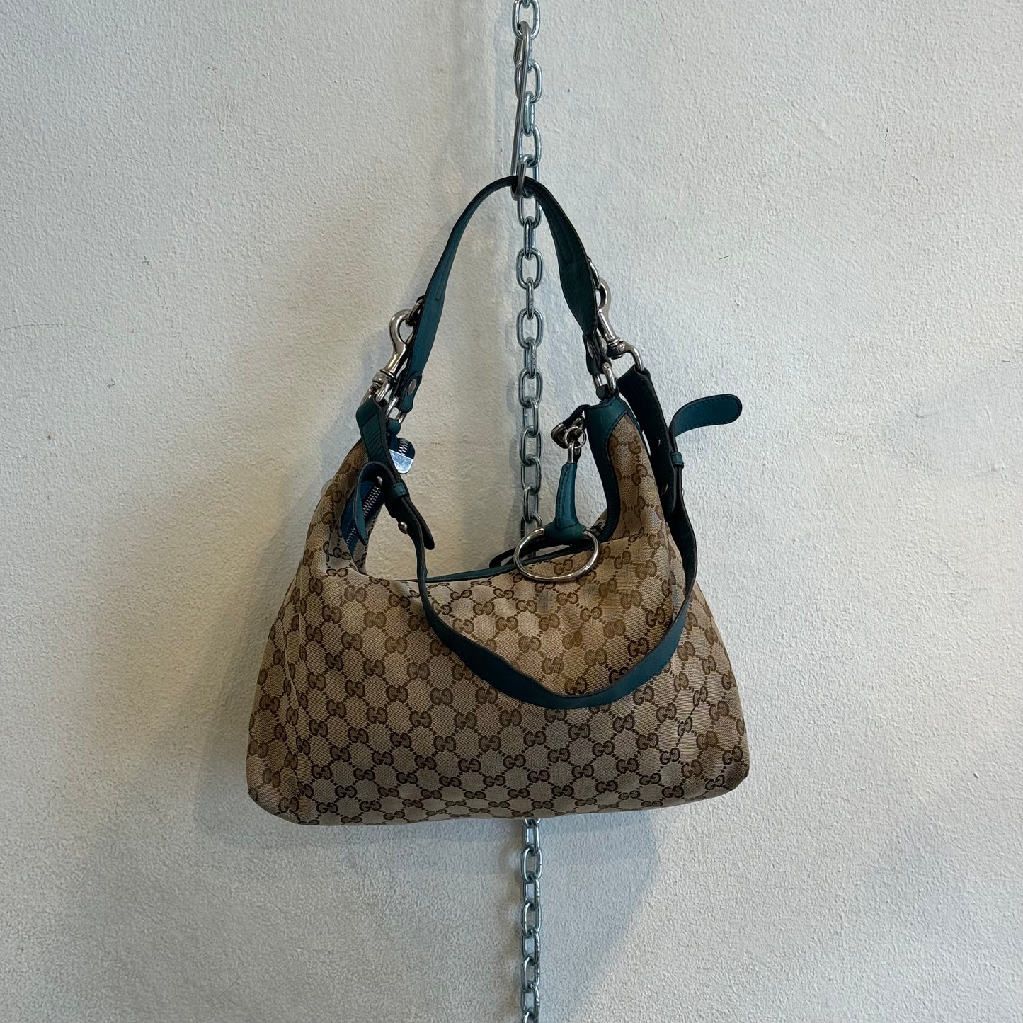 Gucci monogram bag forrest green leather