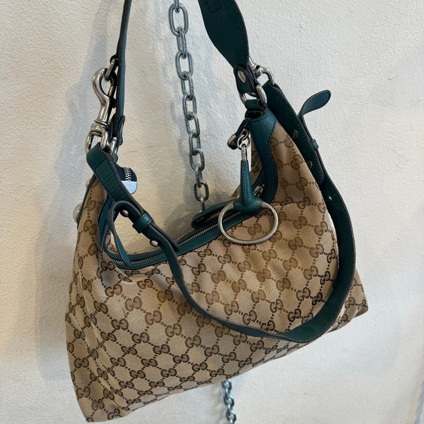 Gucci monogram bag forrest green leather