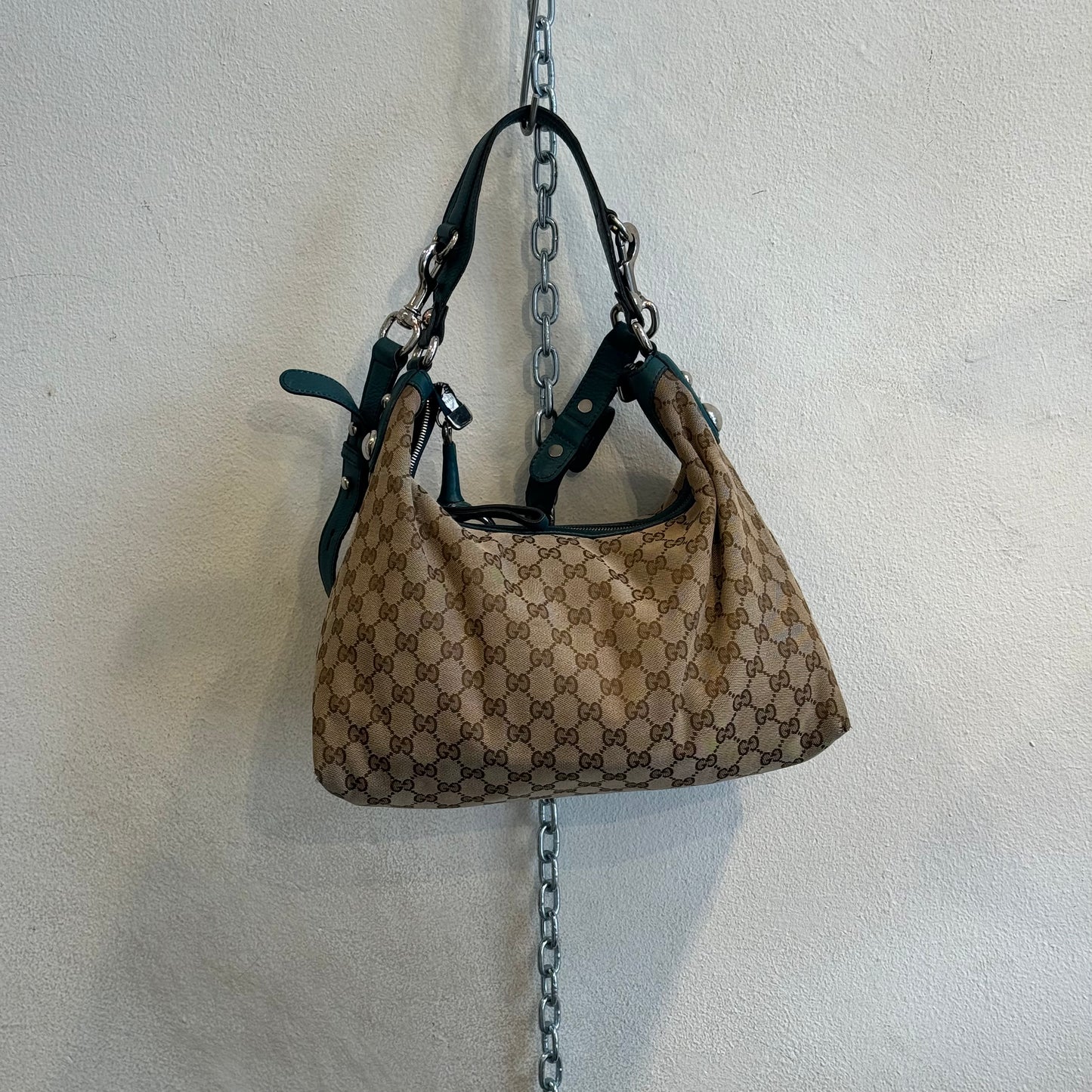 Gucci monogram bag forrest green leather