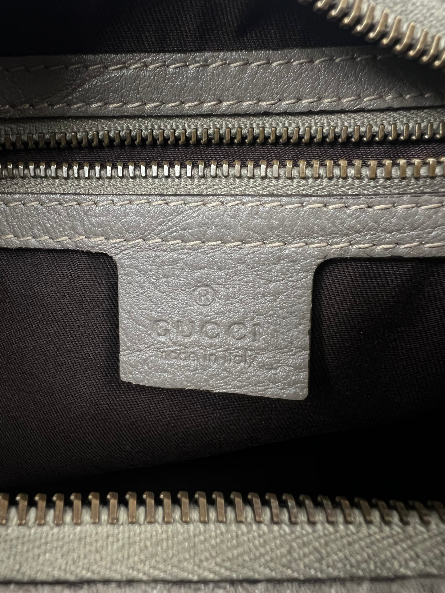 Light Grey Leather and Canvas Monogram Bag