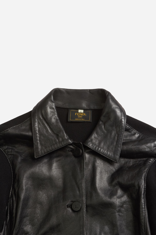 Fendi Black Hybrid Leather Jacket