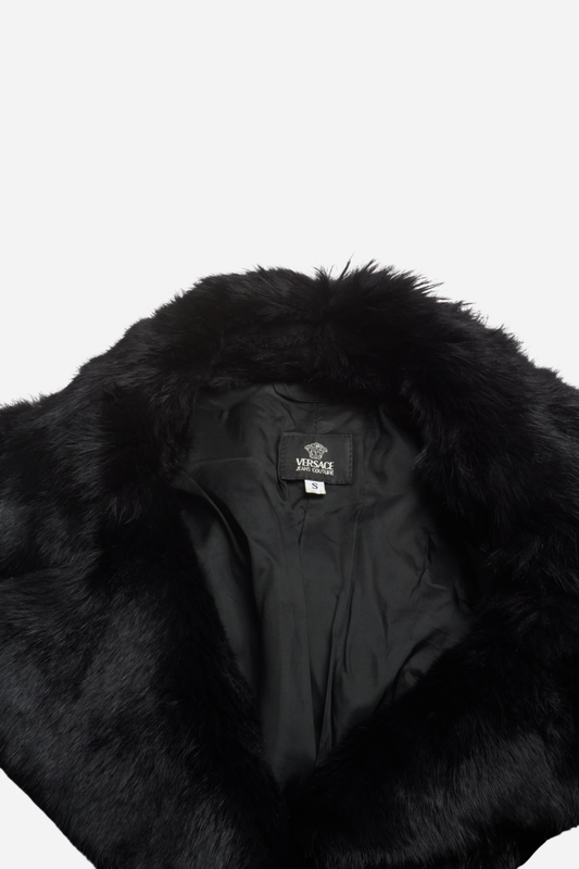 Versace Black Fur Leather Jacket