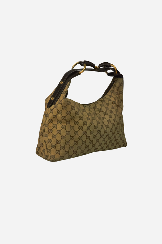 Gucci Horsebit Beige Monogram Bag