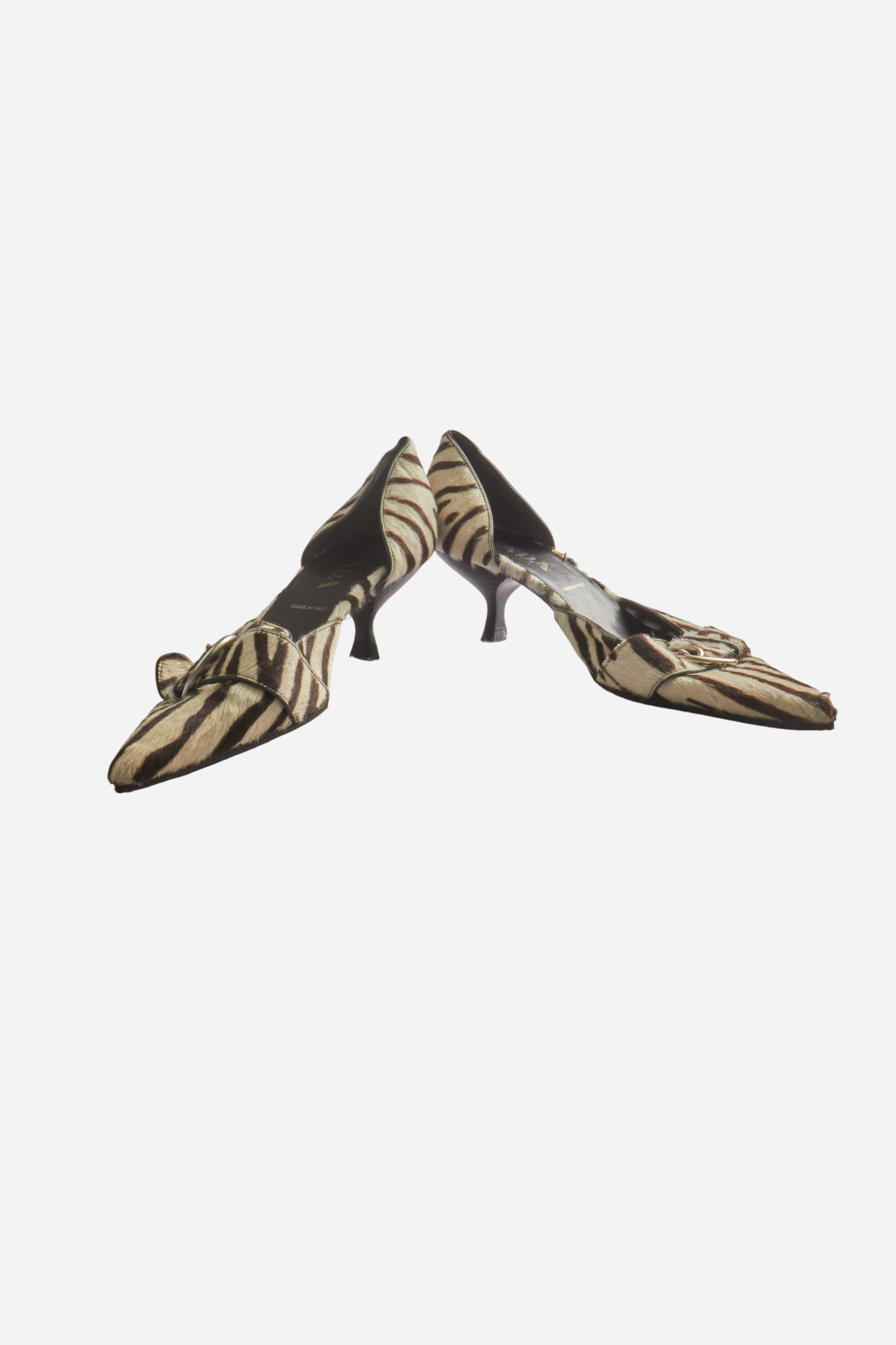 Prada S/S02 Pony Hair Zebra Heels