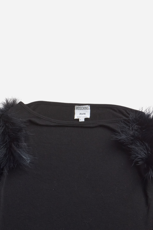 Moschino Black Faux Fur Top