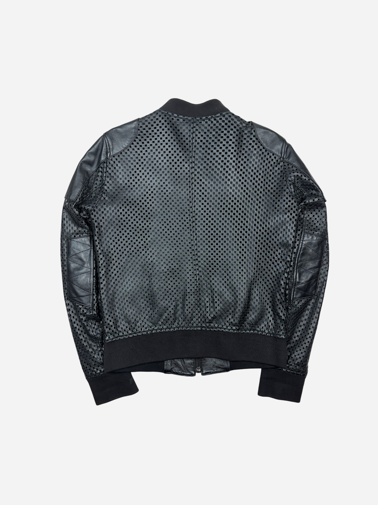 Dolce & Gabbana Black Leather Perforated Jacket