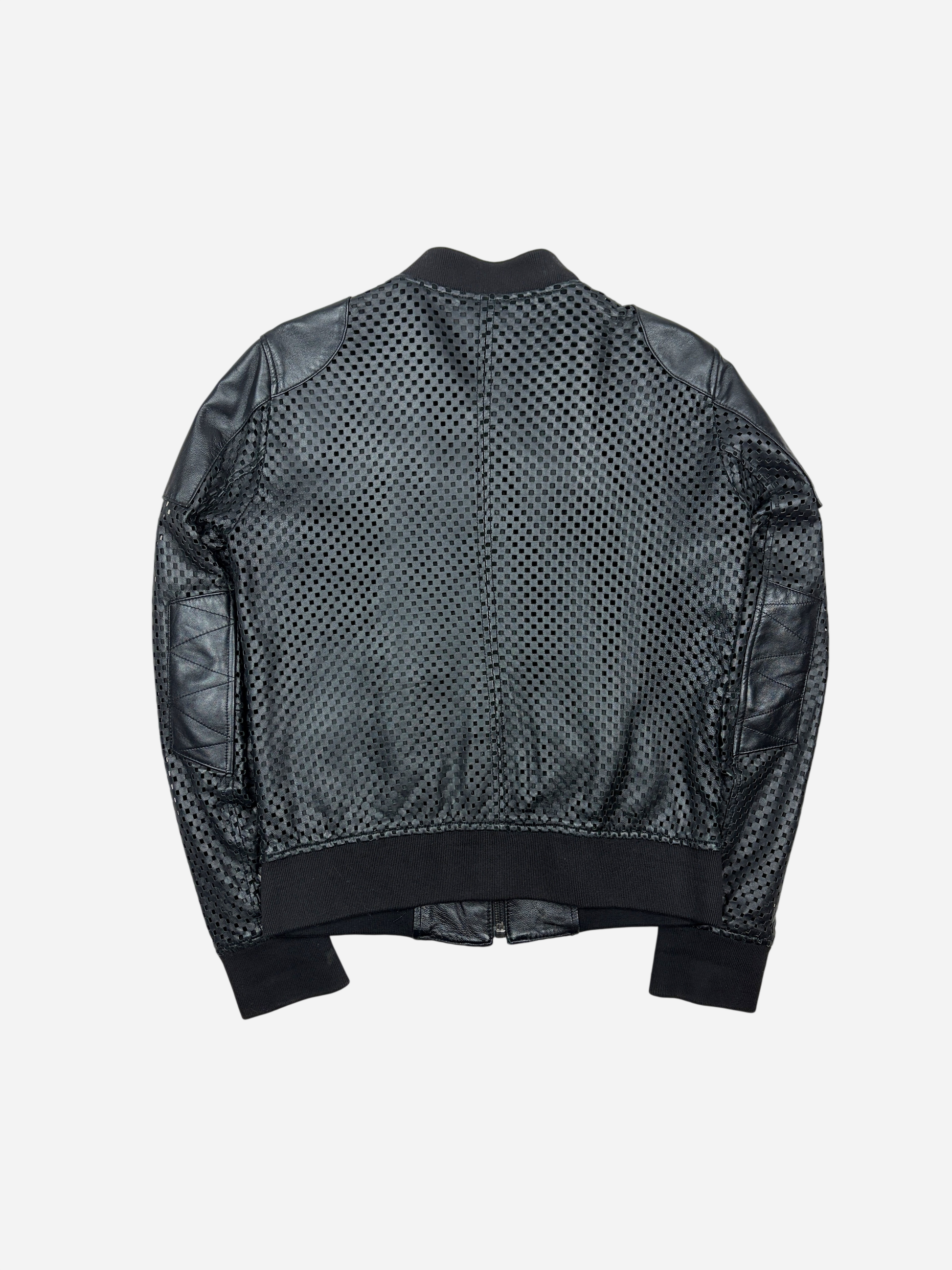 Dolce & Gabbana Black Leather Perforated Jacket