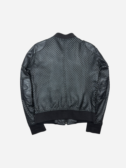 Dolce & Gabbana Black Leather Perforated Jacket