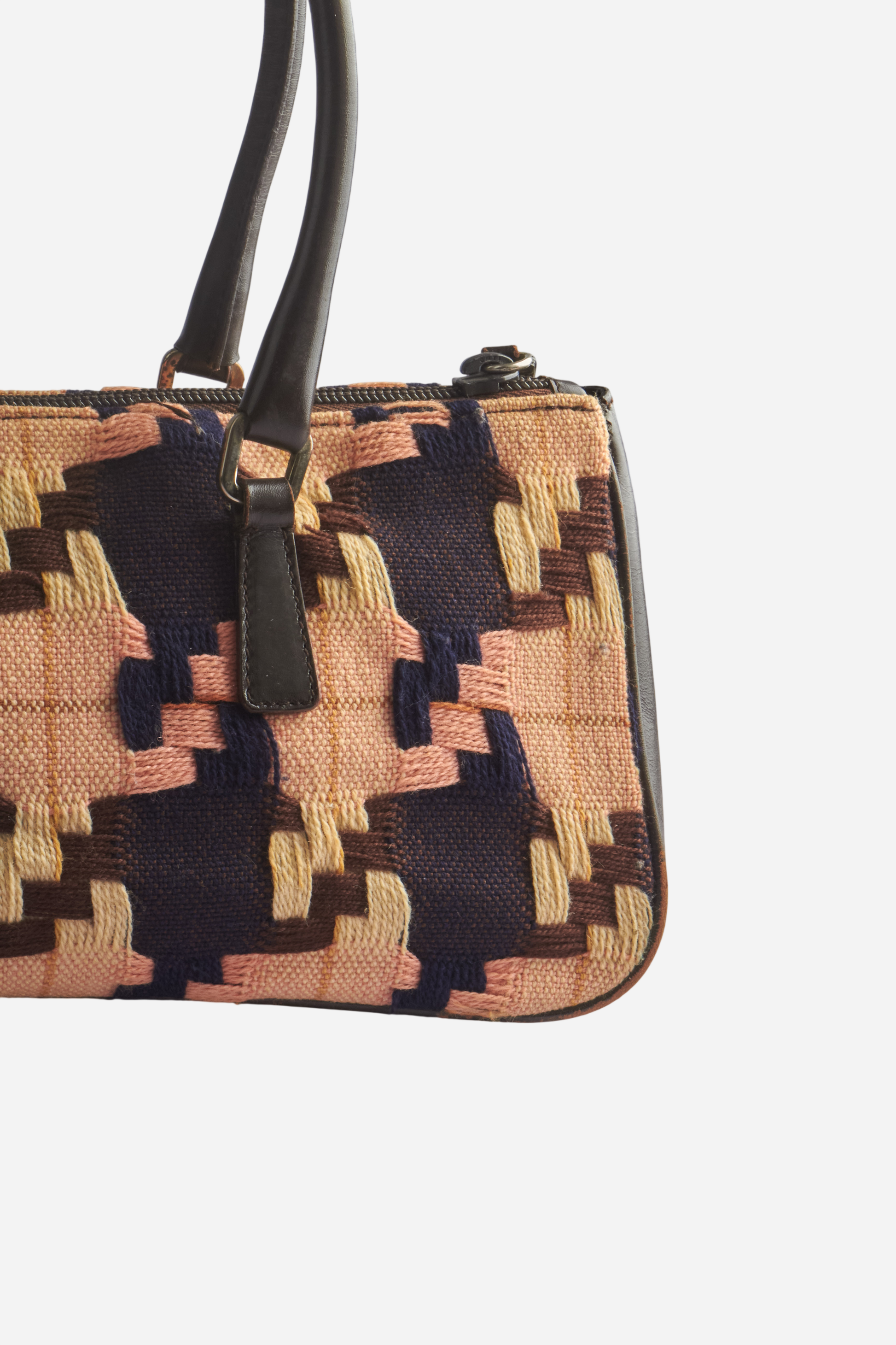Prada S/S00 Brown Leather Houndstooth Bag