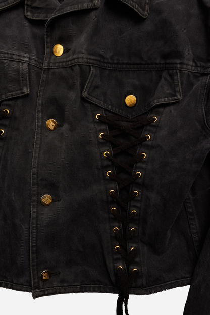 Jean Paul Gaultier Black Laced Denim Jacket