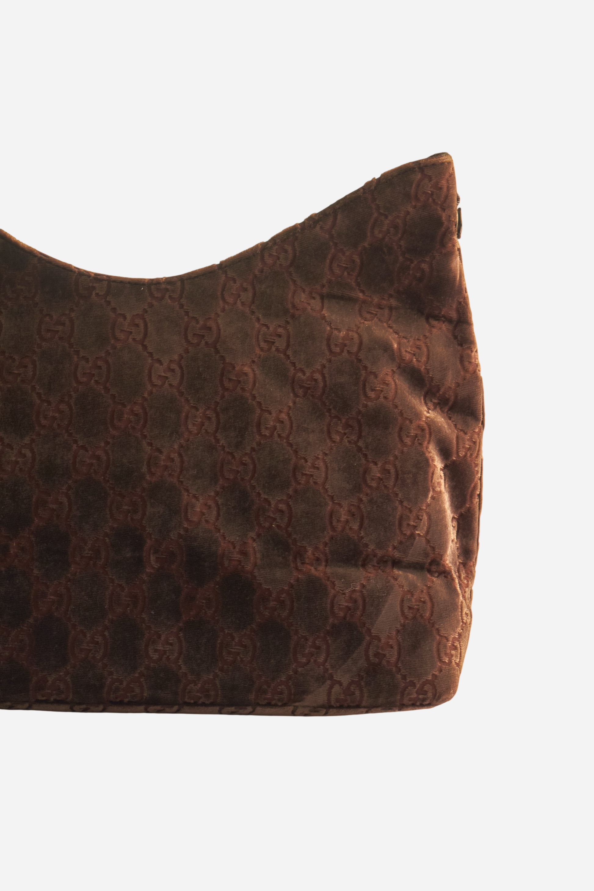 Gucci 1997 Tom Ford Brown Velvet Monogram Bag